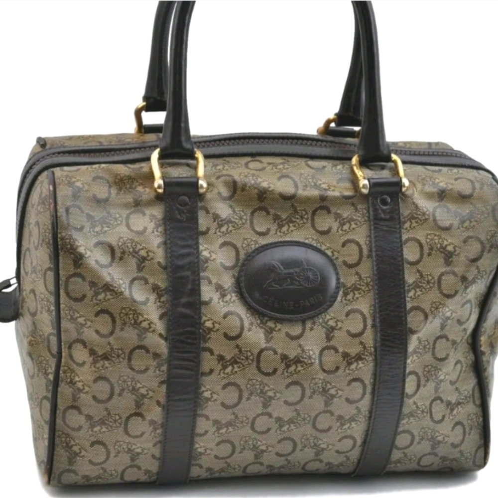 Auth CELINE C Blason Pattern Boston Bag